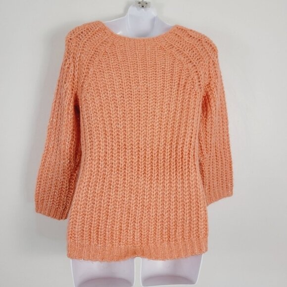 Anthropologie Knitted & Knotted Coral Sunstitch Sweater Size Small - Picture 4 of 8